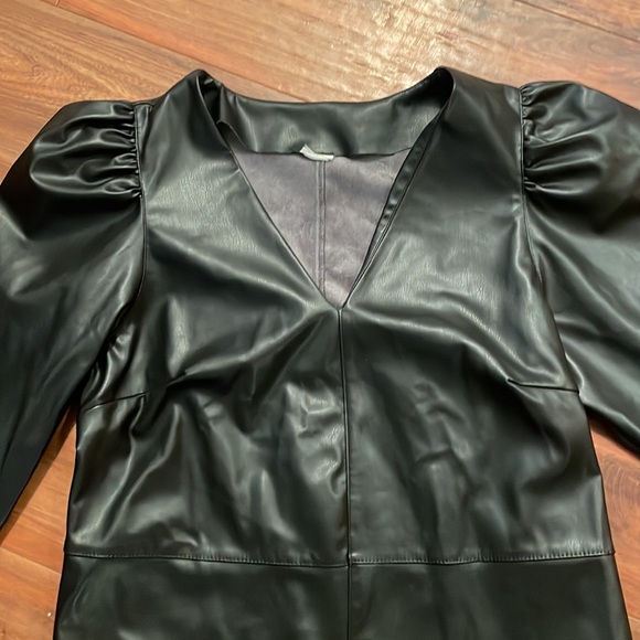 Women's Leather Look Dress - Picture 2 of 5